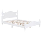 Cadre de lit plateforme en bois rétro noir/blanc – taille double, 1 personne