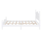 Cadre de lit plateforme en bois rétro noir/blanc – taille double, 1 personne