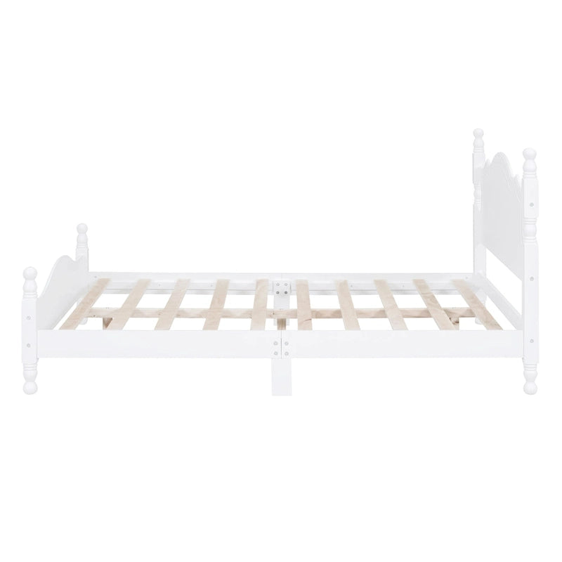 Cadre de lit plateforme en bois rétro noir/blanc – taille double, 1 personne