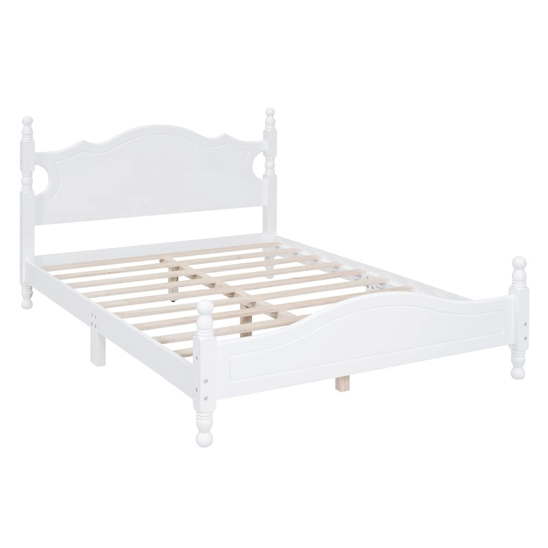 Cadre de lit plateforme en bois rétro noir/blanc – taille double, 1 personne