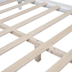 Cadre de lit plateforme en bois rétro noir/blanc – taille double, 1 personne