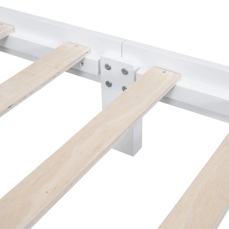 Cadre de lit plateforme en bois rétro noir/blanc – taille double, 1 personne