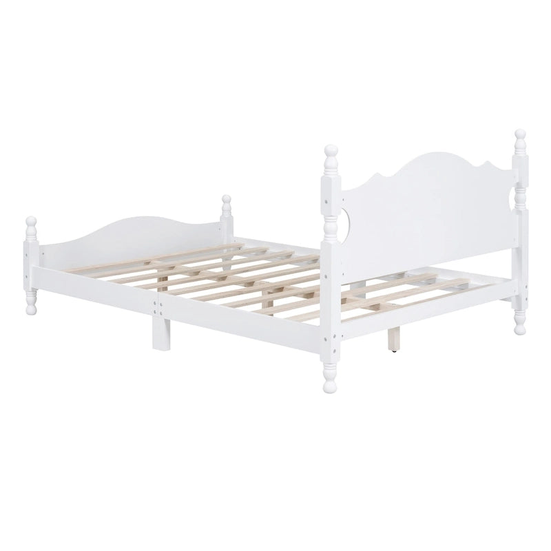 Cadre de lit plateforme en bois rétro noir/blanc – taille double, 1 personne