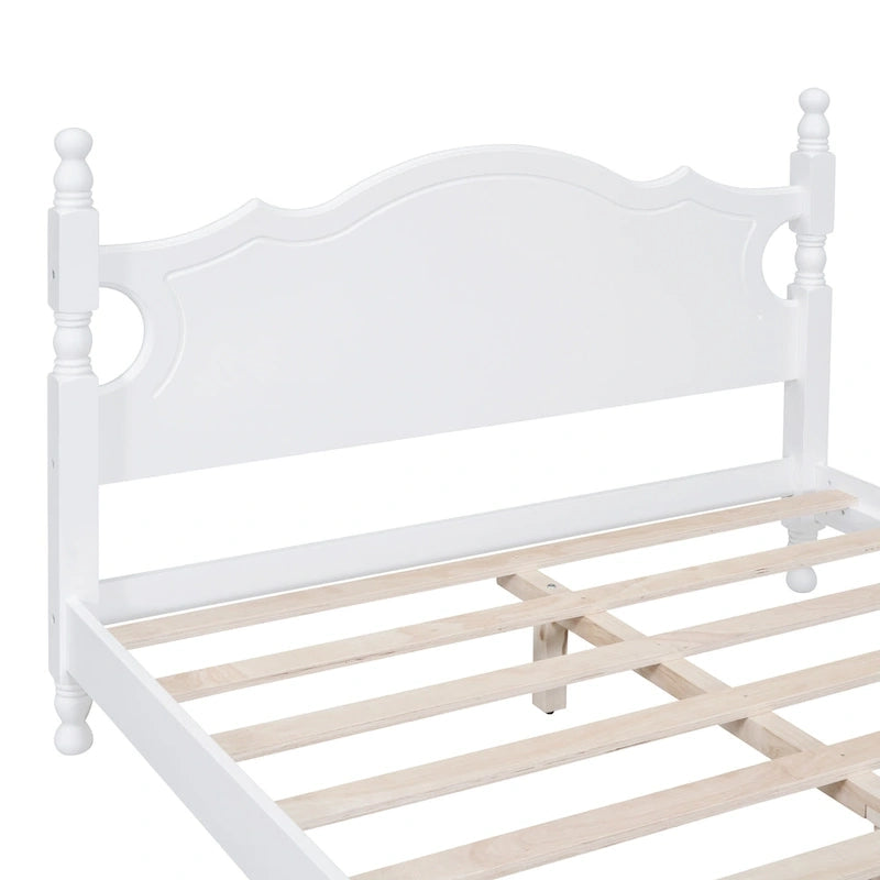 Cadre de lit plateforme en bois rétro noir/blanc – taille double, 1 personne