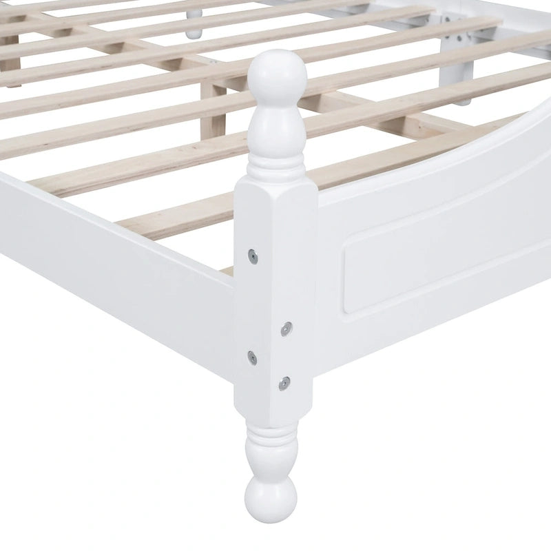 Cadre de lit plateforme en bois rétro noir/blanc – taille double, 1 personne