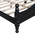 Cadre de lit plateforme en bois rétro noir/blanc – taille double, 1 personne