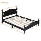 Cadre de lit plateforme en bois rétro noir/blanc – taille double, 1 personne