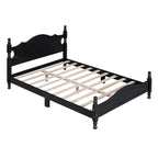 Cadre de lit plateforme en bois rétro noir/blanc – taille double, 1 personne