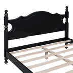 Cadre de lit plateforme en bois rétro noir/blanc – taille double, 1 personne