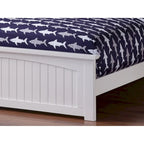 Lit plateforme double blanc avec pied de lit, 1 personne