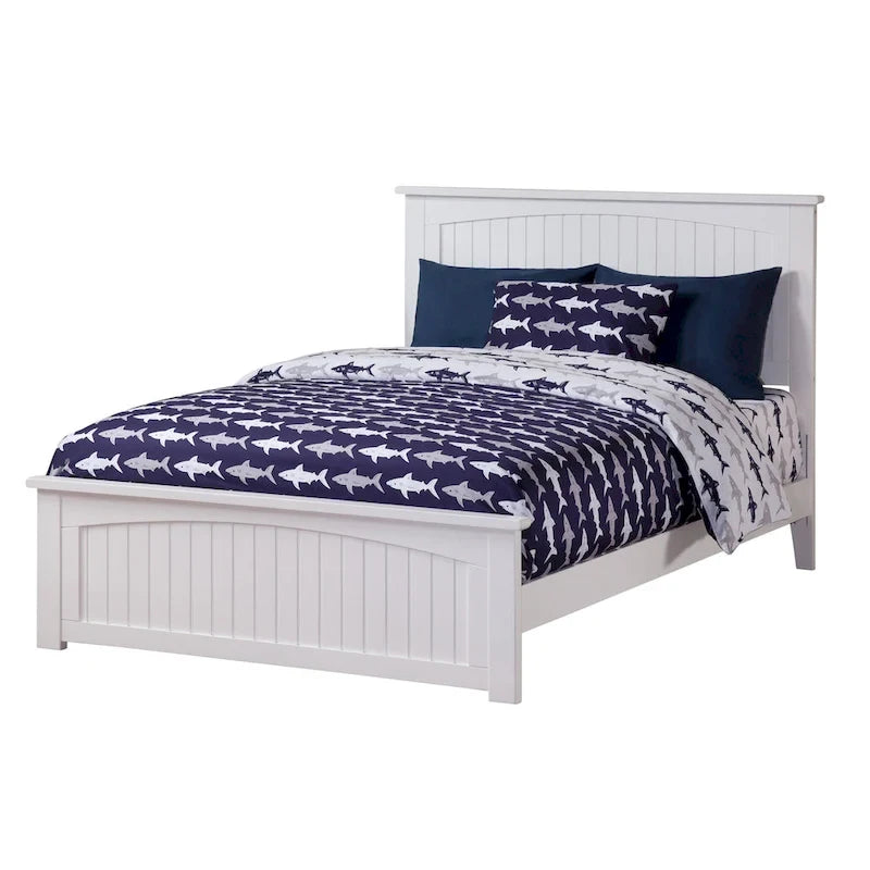 Lit plateforme double blanc avec pied de lit, 1 personne