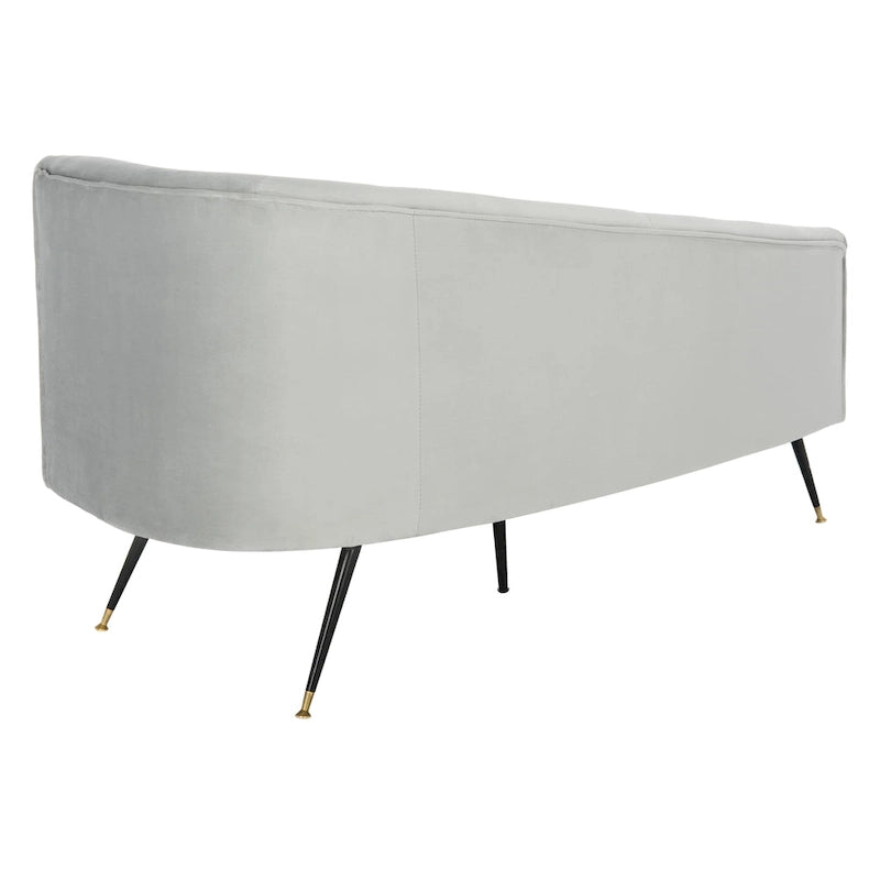 Causeuse 2 places en velours noir et doré, L 146 cm x P 68,5 cm x H 71 cm