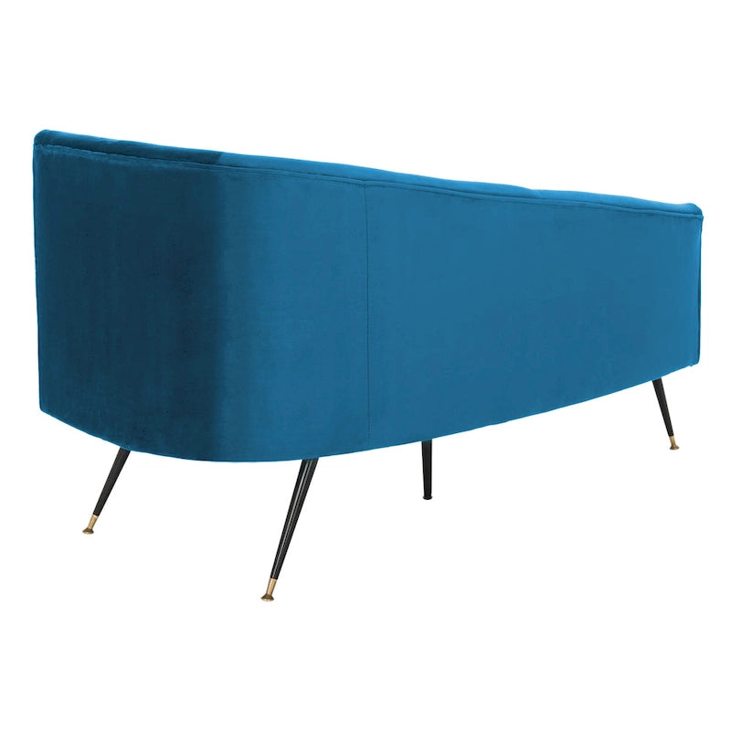 Causeuse 2 places en velours noir et doré, L 146 cm x P 68,5 cm x H 71 cm