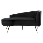 Causeuse 2 places en velours noir et doré, L 146 cm x P 68,5 cm x H 71 cm