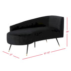 Causeuse 2 places en velours noir et doré, L 146 cm x P 68,5 cm x H 71 cm