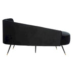 Causeuse 2 places en velours noir et doré, L 146 cm x P 68,5 cm x H 71 cm