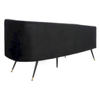 Causeuse 2 places en velours noir et doré, L 146 cm x P 68,5 cm x H 71 cm