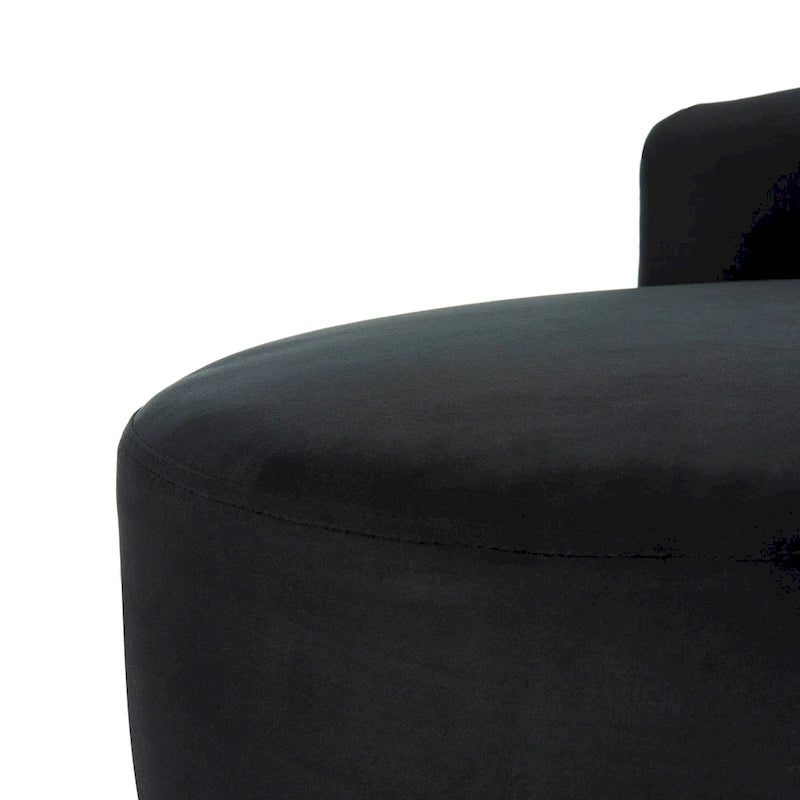 Causeuse 2 places en velours noir et doré, L 146 cm x P 68,5 cm x H 71 cm