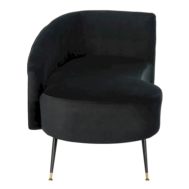 Causeuse 2 places en velours noir et doré, L 146 cm x P 68,5 cm x H 71 cm