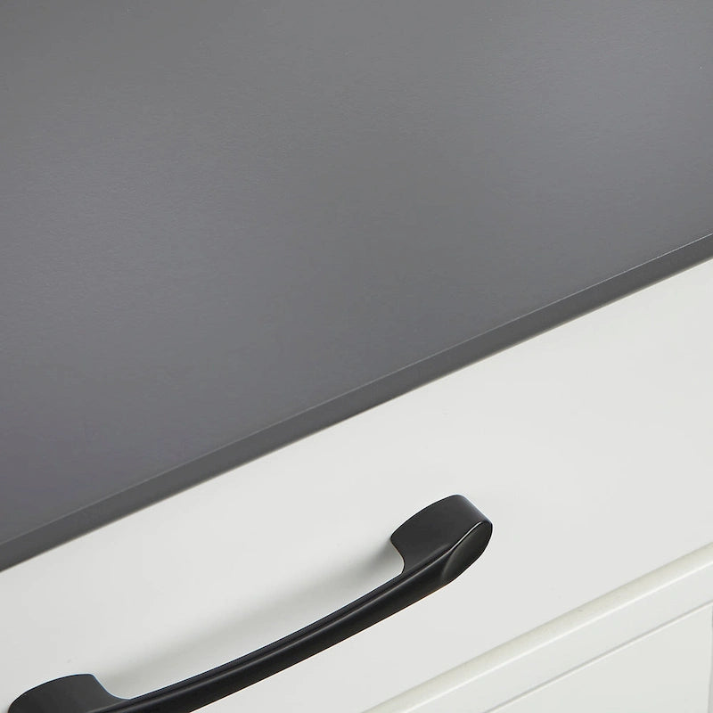 Armoire basse à double porte et 2 tiroirs, blanc et gris anthracite