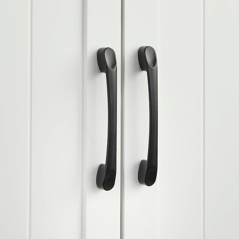 Armoire basse à double porte et 2 tiroirs, blanc et gris anthracite