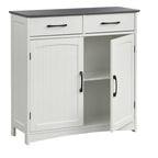 Armoire basse à double porte et 2 tiroirs, blanc et gris anthracite