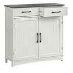 Armoire basse à double porte et 2 tiroirs, blanc et gris anthracite