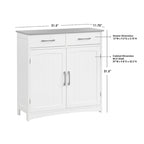 Armoire basse à double porte et 2 tiroirs, blanc et gris anthracite