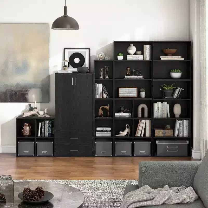 24/7 Shop At Home Bibliothèque moderne empilable et modulaire à 4 cubes Silkpath 24 po