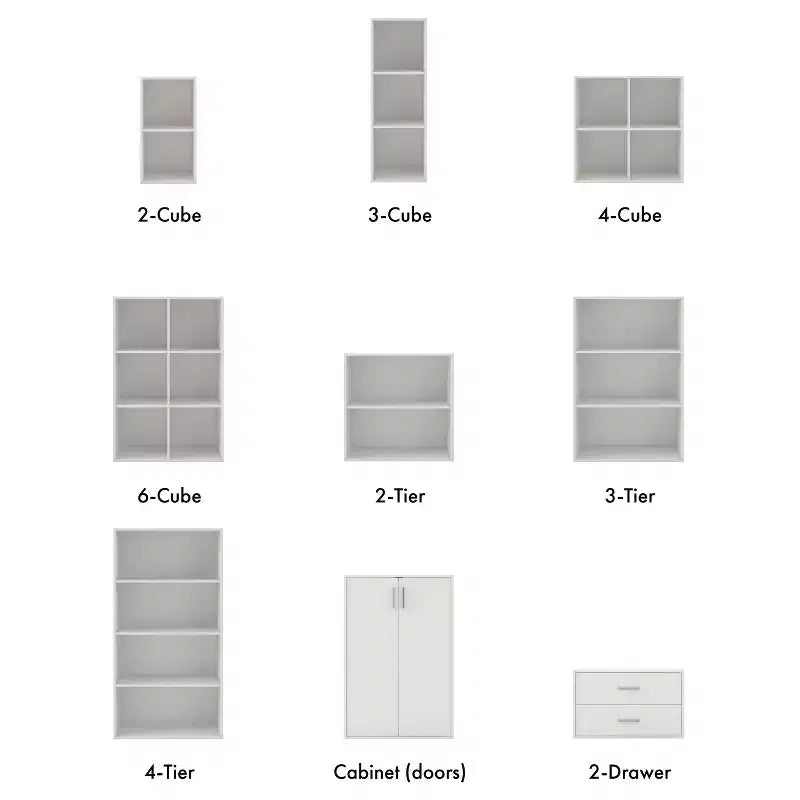 24/7 Shop At Home Bibliothèque moderne empilable et modulaire à 4 cubes Silkpath 24 po