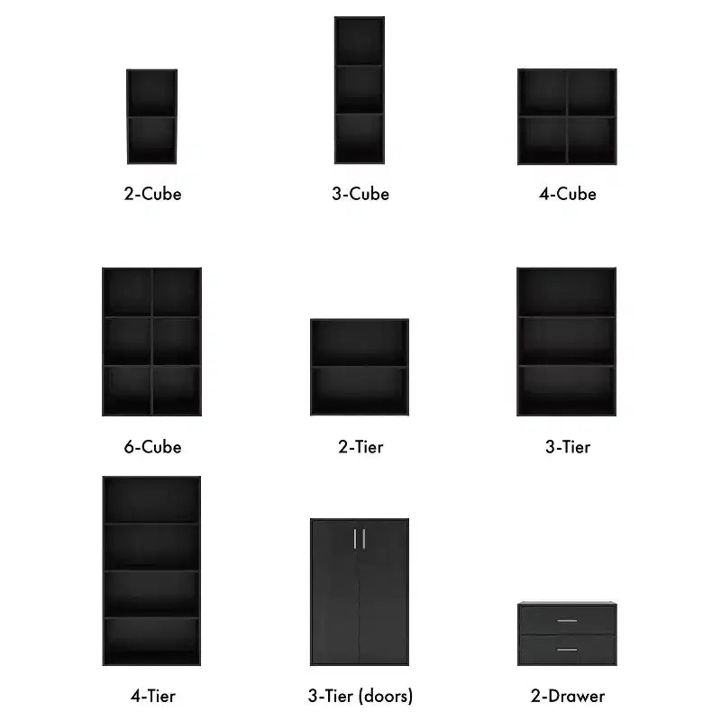 24/7 Shop At Home Bibliothèque moderne empilable et modulaire à 4 cubes Silkpath 24 po