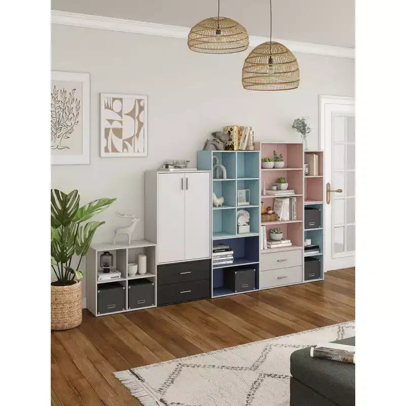 24/7 Shop At Home Bibliothèque moderne empilable et modulaire à 4 cubes Silkpath 24 po