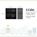 24/7 Shop At Home Bibliothèque moderne empilable et modulaire à 4 cubes Silkpath 24 po
