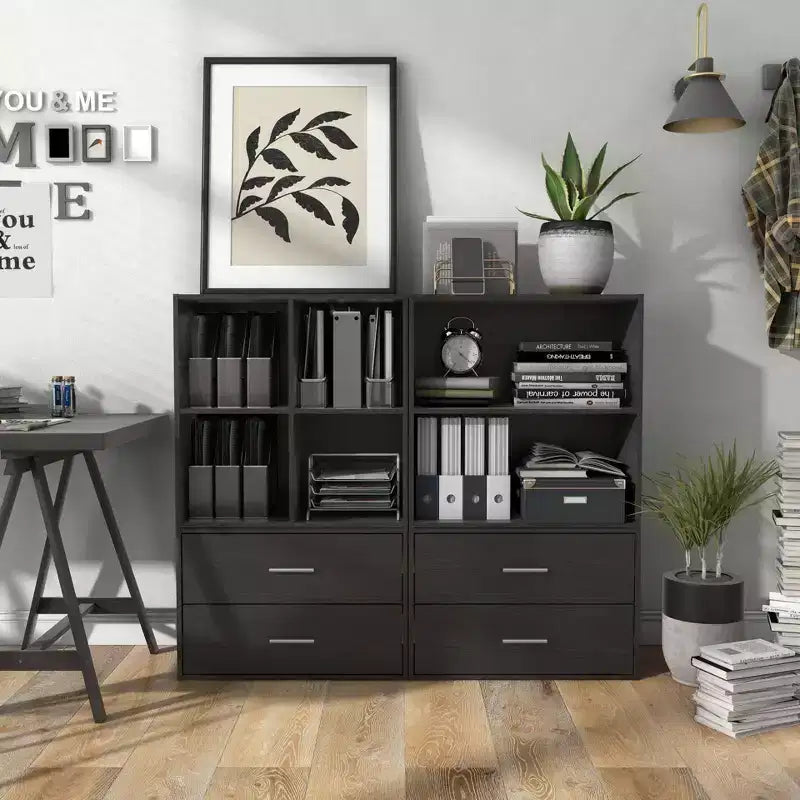 24/7 Shop At Home Bibliothèque moderne empilable et modulaire à 4 cubes Silkpath 24 po