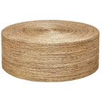 Table basse ronde tissée naturelle, plateau en bois, 1 pièce