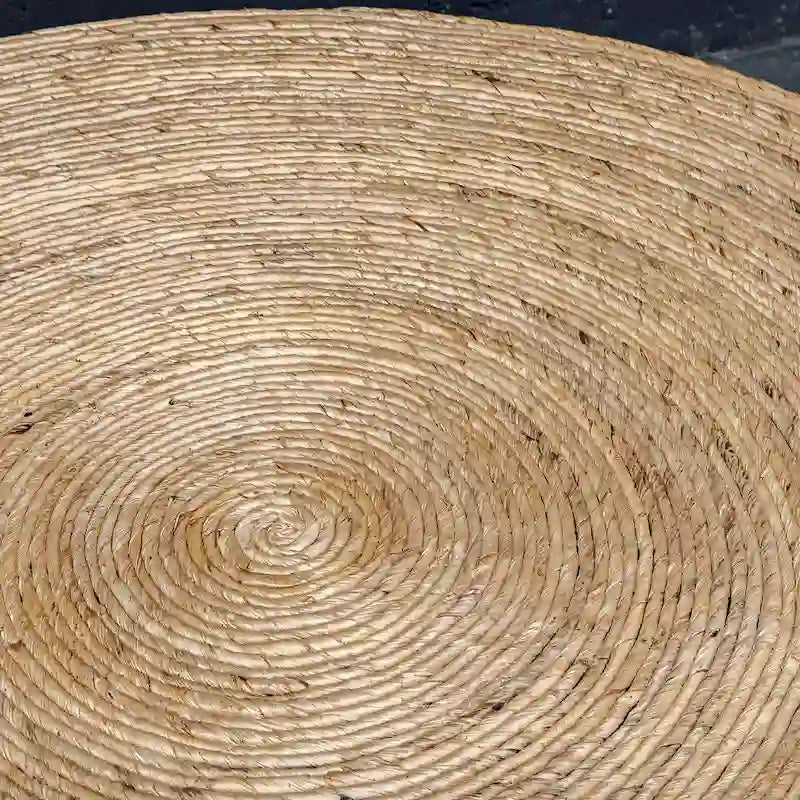 Table basse ronde tissée naturelle, plateau en bois, 1 pièce