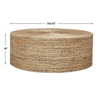 Table basse ronde tissée naturelle, plateau en bois, 1 pièce