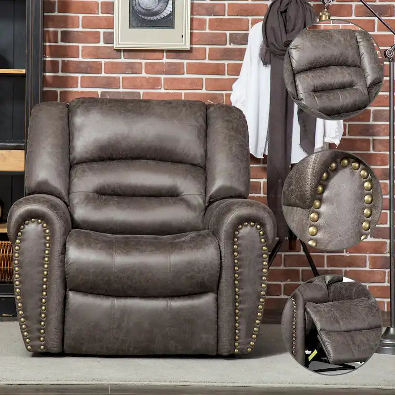 Fauteuil inclinable manuel, microfibre et similicuir, une place