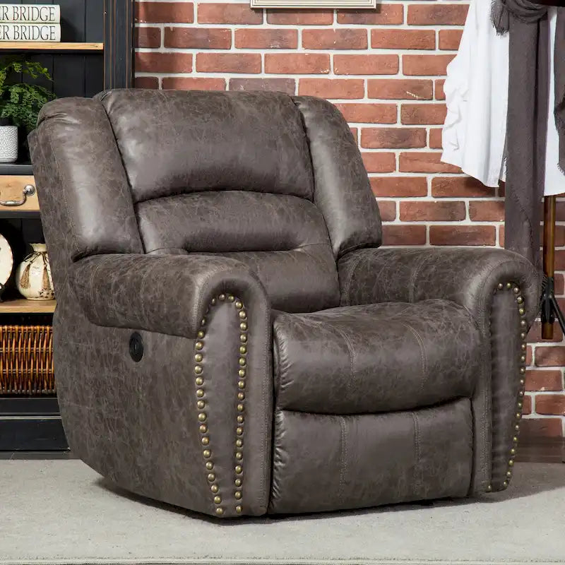 Fauteuil inclinable manuel, microfibre et similicuir, une place