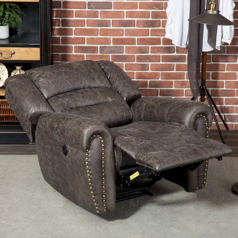 Fauteuil inclinable manuel, microfibre et similicuir, une place