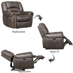Fauteuil inclinable manuel, microfibre et similicuir, une place