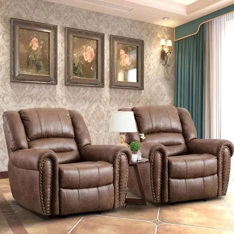 Fauteuil inclinable manuel, microfibre et similicuir, une place