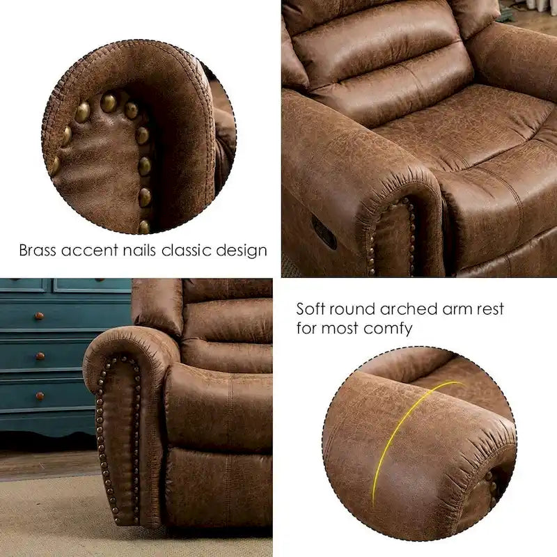 Fauteuil inclinable manuel, microfibre et similicuir, une place