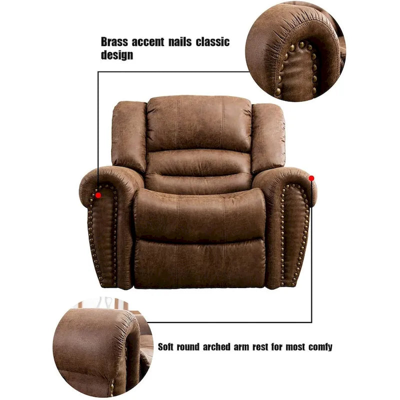 Fauteuil inclinable manuel, microfibre et similicuir, une place