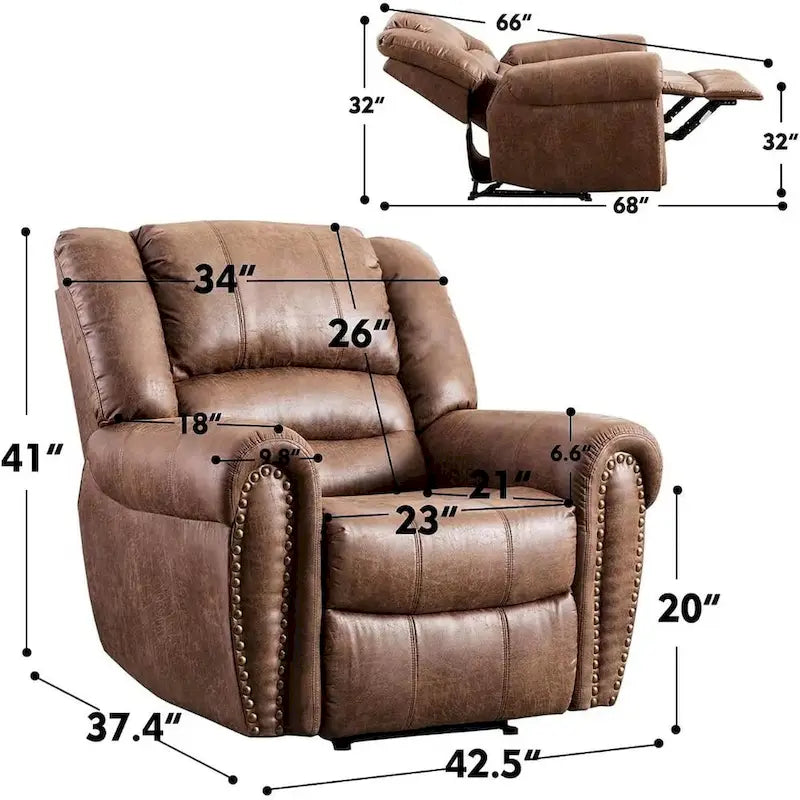 Fauteuil inclinable manuel, microfibre et similicuir, une place