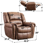 Fauteuil inclinable manuel, microfibre et similicuir, une place