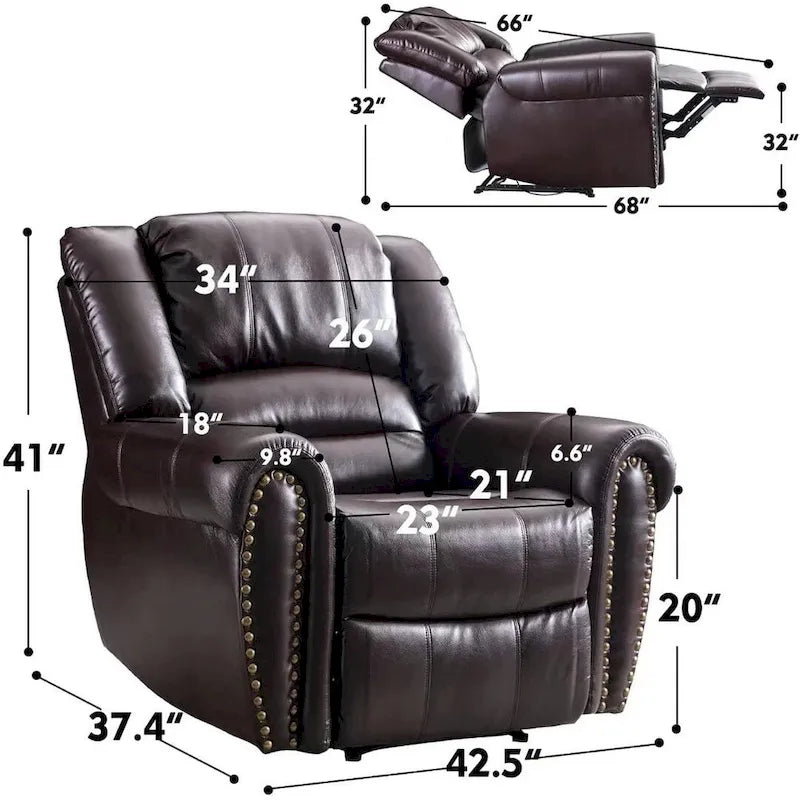 Fauteuil inclinable manuel, microfibre et similicuir, une place
