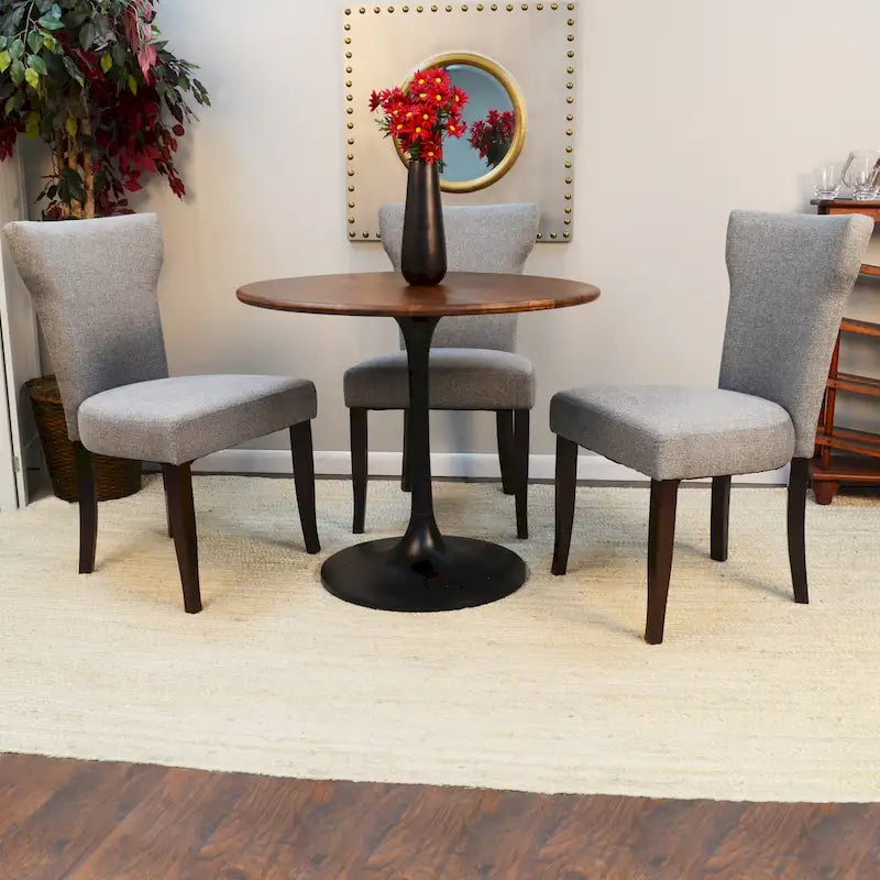 Table à manger ronde Elm Black / Antique Gold Tulip Base, 4 places