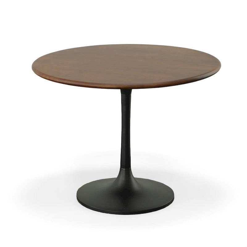 Table à manger ronde Elm Black / Antique Gold Tulip Base, 4 places