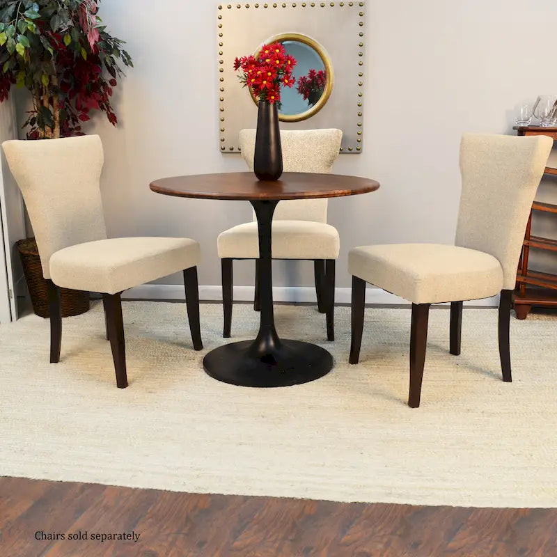 Table à manger ronde Elm Black / Antique Gold Tulip Base, 4 places